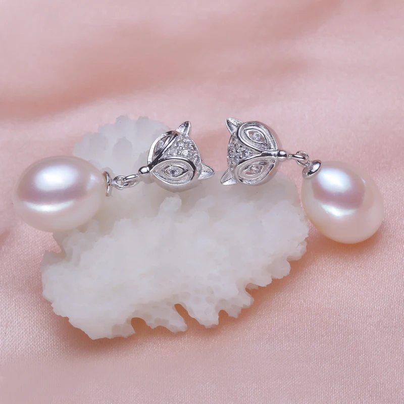 

Eternal wedding Women word 925 Sterling silver real [beautiful] genuine pearl freshwater pearl earrings 9-10mm 925 Yinmei F