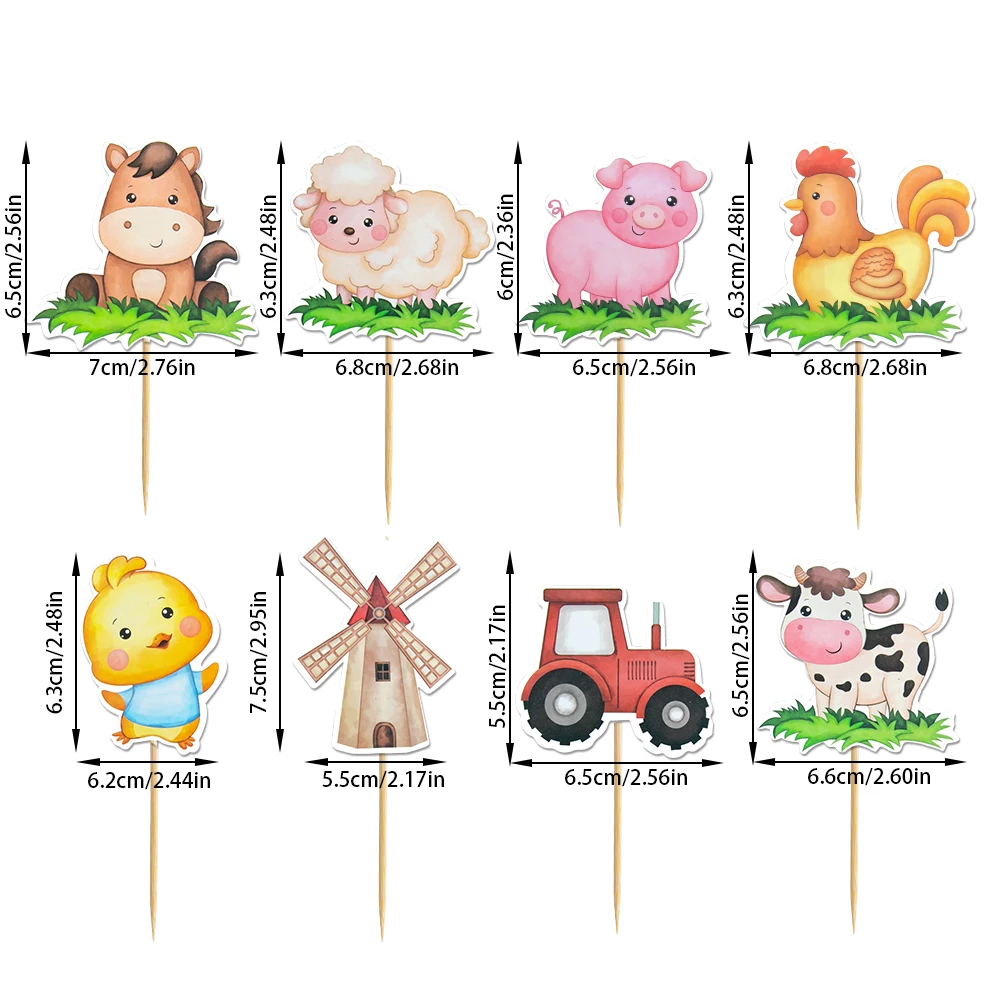 24 Pezzi Centrotavola A Tema Fattoria | Animali Mucca Pecora Maiale | Decorazioni Per Compleanno Ragazzo
