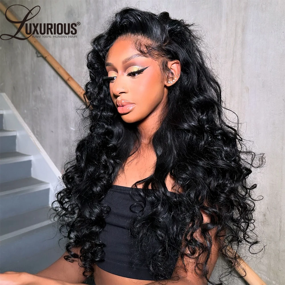 Loose Deep Wave Lace Frontal Human Hair 13x4 13x6Lace Front Wig Human Hair Natural Black Color Body Wave Wig Preplucked