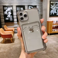 Transparent Shockproof Soft Bumper Phone Case with Clear Card Holder - iPhone 8 (Black)