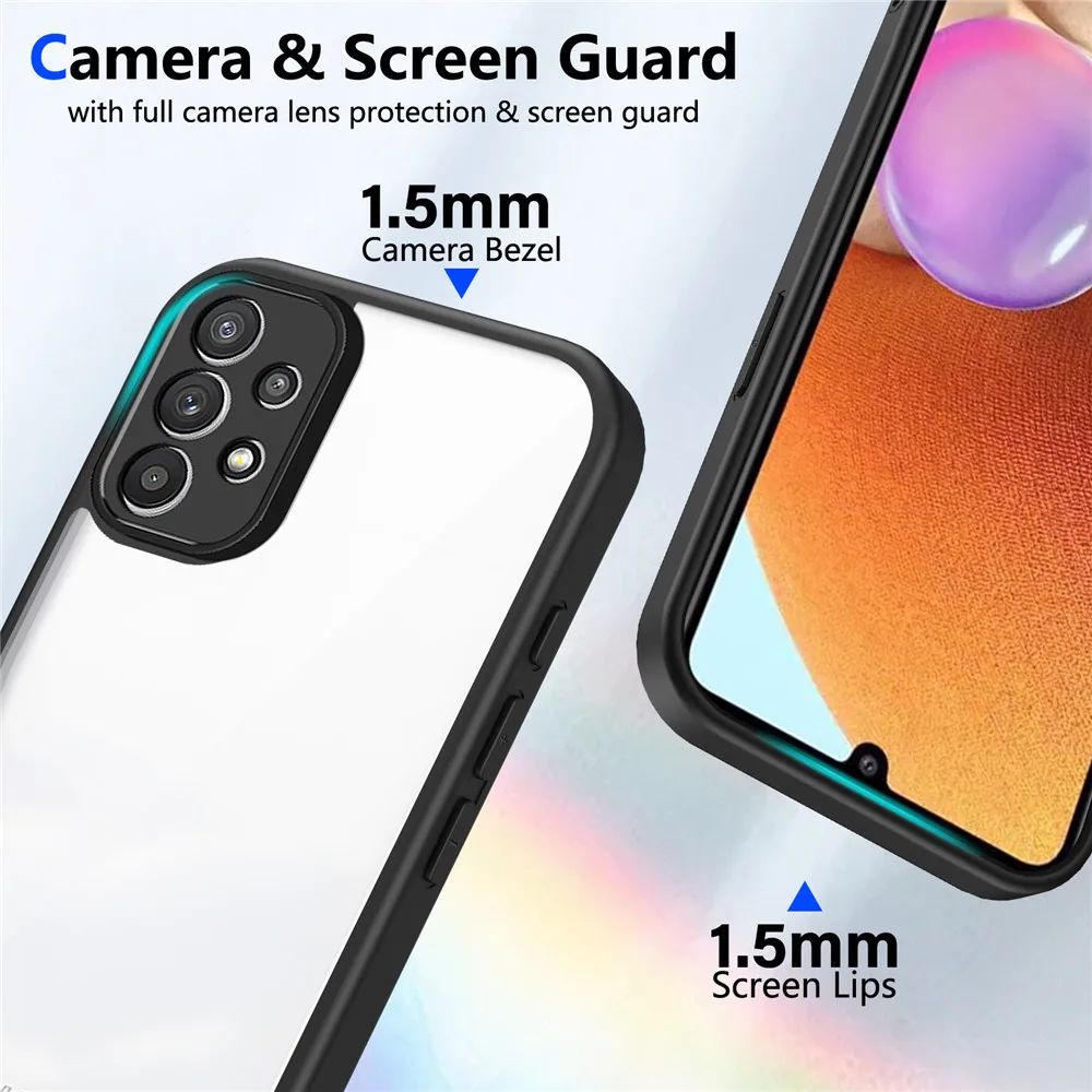Luxury Matte Shockproof Phone Case with Clear Acrylic Back Cover