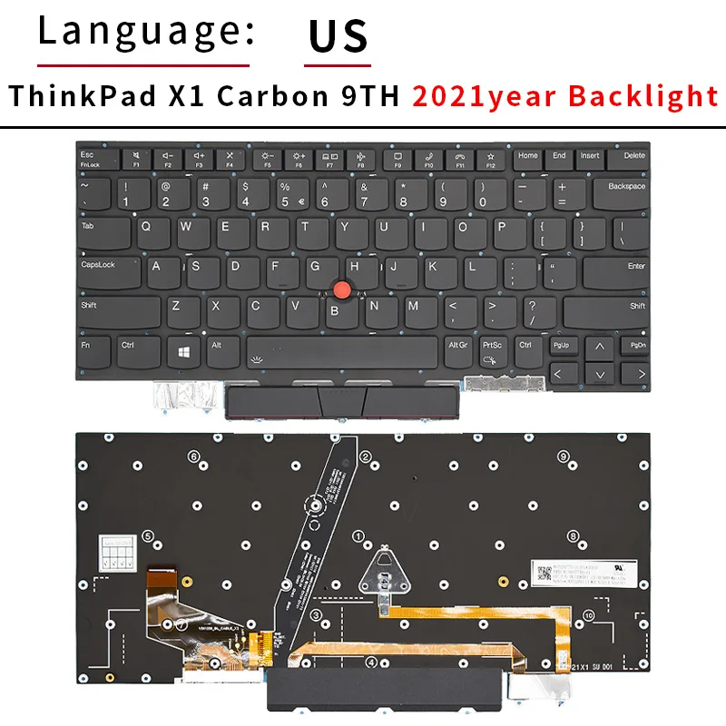 Rus US Keyboard for ThinkPad X1 Carbon 9th Gen 9 2021
