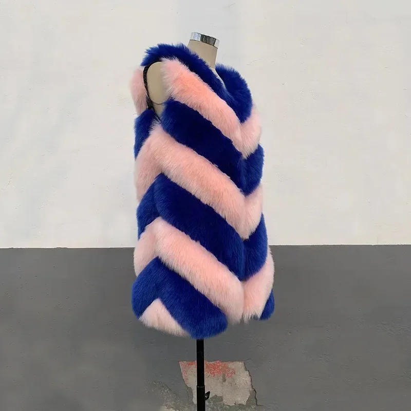 Fur Vest Autumn and Winter New Warm Casual Patchwork Women's Imitation Fox Fur