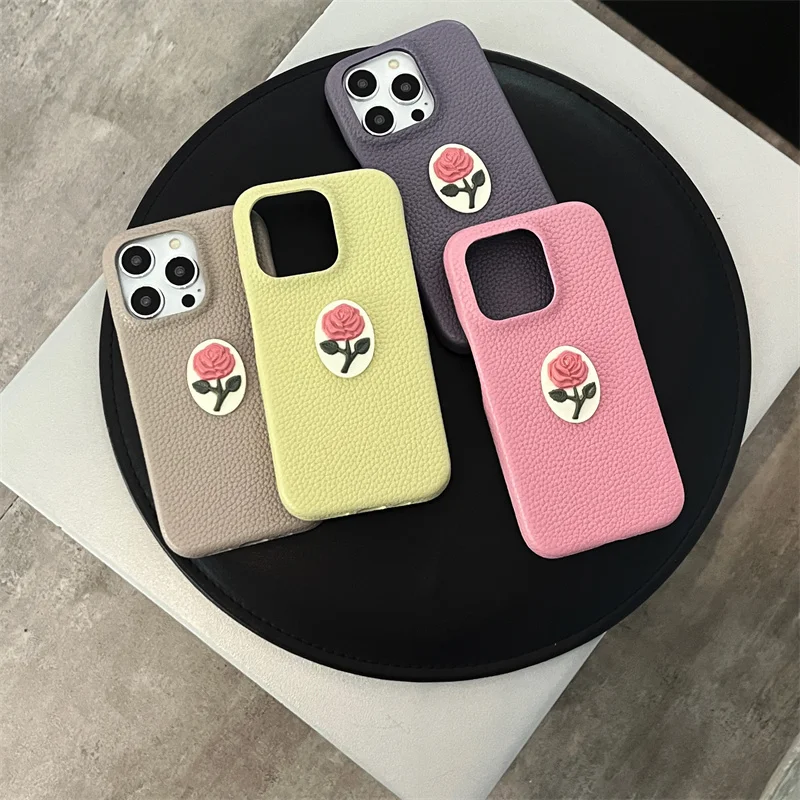 13/14Pro The Only Rose Litchi Custodia In Pelle Per Telefono Per Muslim12/12Pro 11 Pu Soft Cover Body Skinny Shell Protection