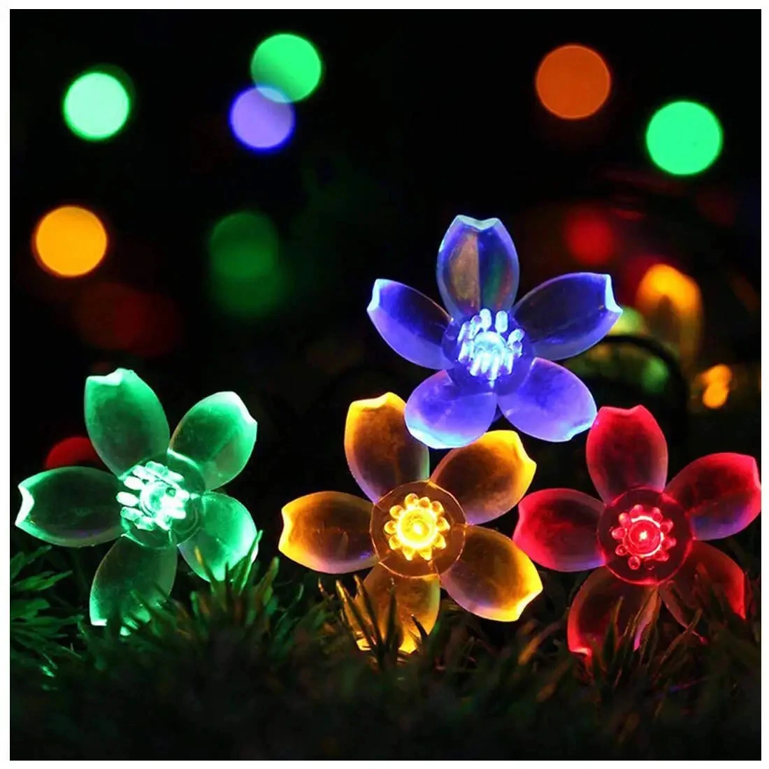 Solar Flower String Lights Outdoor LED Solar Fairy Lights Waterproof Cherry Blossoms Cute Light for Garden Tree Patio Yard Party