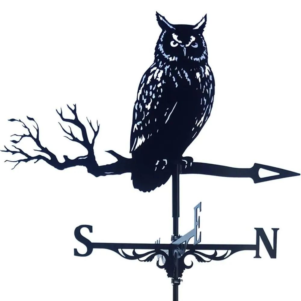 Creativity Owl Weather Vane Metal Roof Garden Decorations Wind Vane Black Outdoor Crafts Weathercock animal sculpture decorations garden art decor