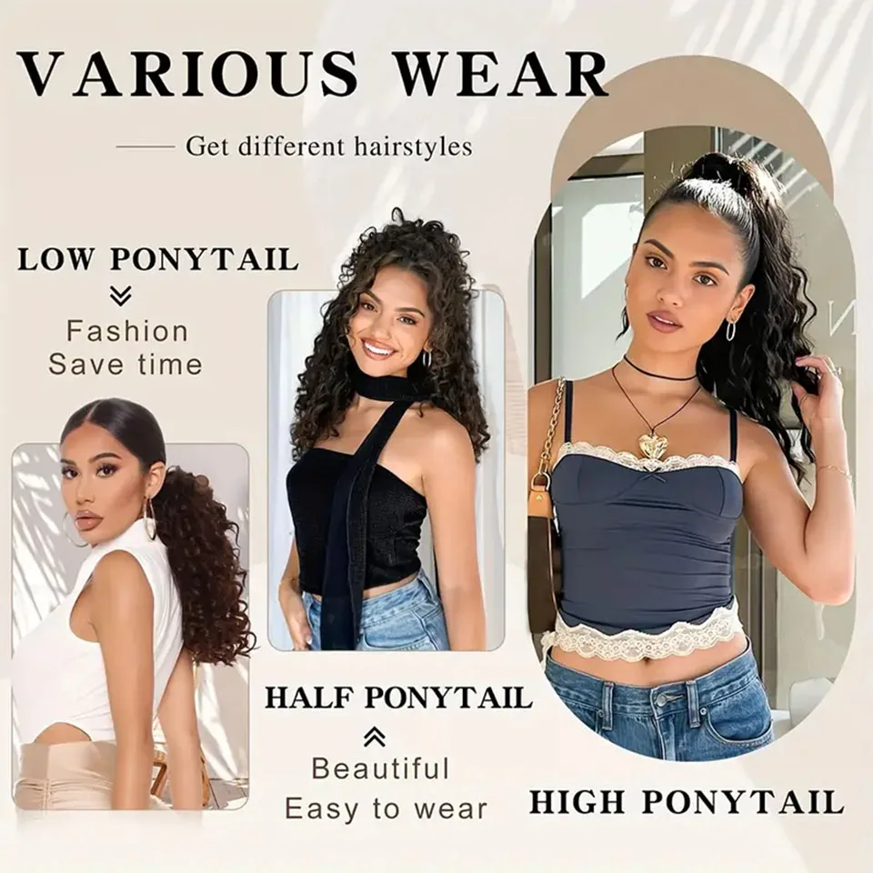 Brazilian Hair Curly Ponytail Extensions Human Hair Clip in Drawstring Ponytail 8-26 Inch human hair extensions