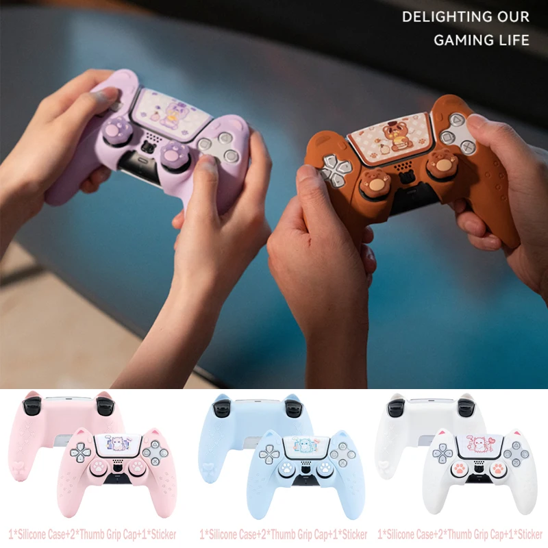 Cute Bear Paw Silicone Soft Skin Cover Custodia Adesiva Per Gamepad Per Sony Playstation Dualsense 5 Controller Ps5 Thumb Stick Grip Cap