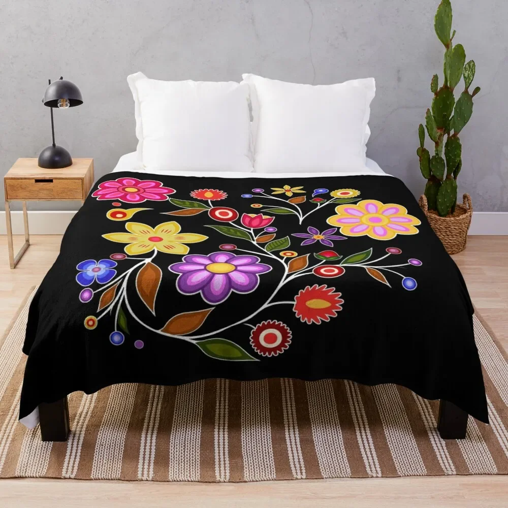 

Ojibwe Native American Flowers Throw Blanket warm for winter Heavy christmas decoration Blankets
