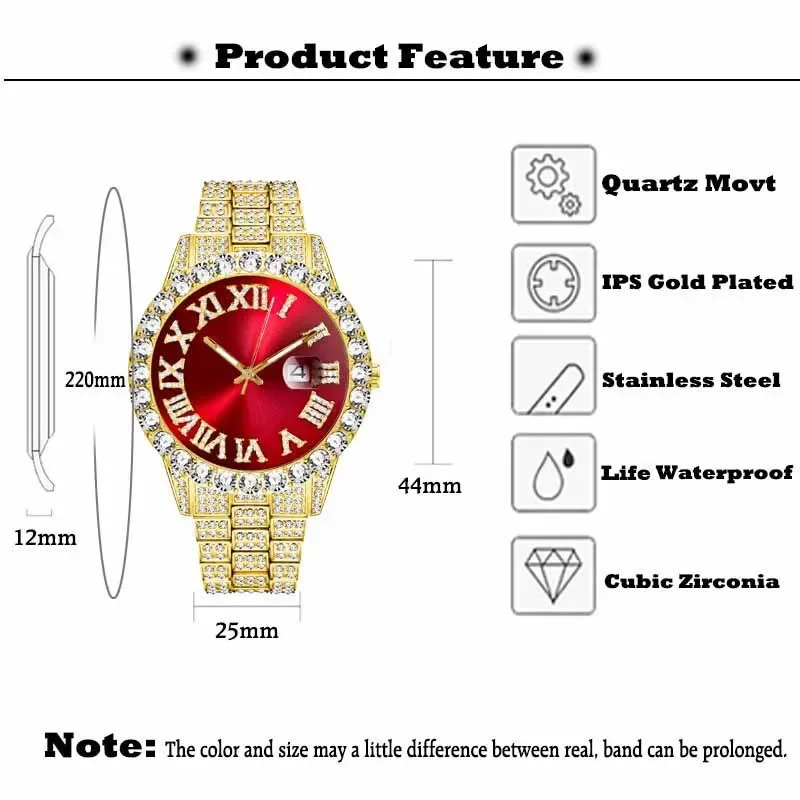 Hip Hop Watch Male Watch Luxury Water Proof Brand Watches Stainless Steel Round Clock Men Quartz Wristwatches Gift Boyfriend 2
