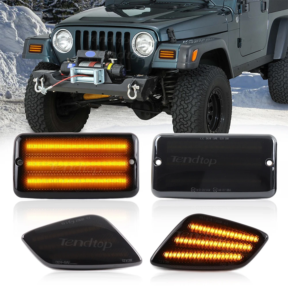 

LED Car Lights DRL Amber DRL Front Bumper Turn Signal Light & Front Fender Side Marker Light For Jeep Wrangler TJ 1997-2006