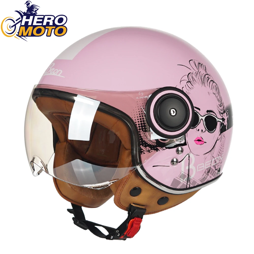 

BEON Motorcycle Helmet Vintage Moto Helmet Moto Capacete De Moto Chopper 3/4 Open Face Men Women Moto Scooter Motorbike Helmet