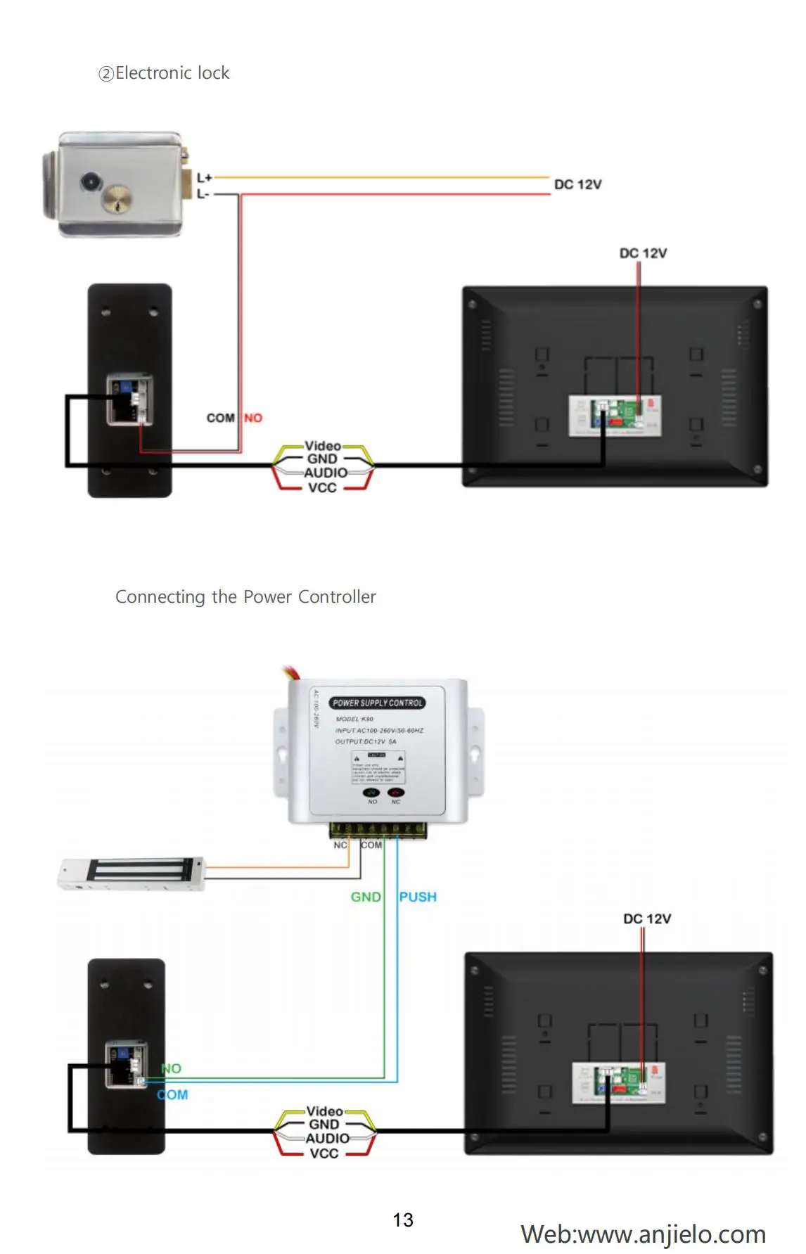 ANJIELO 1080P TUYA Smart Video Doorphone Lock Set Video Intercom system for Home