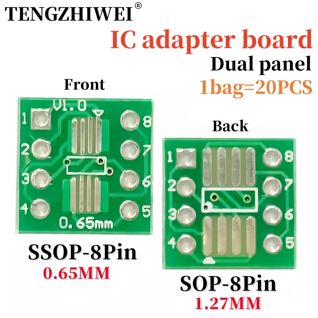 SOP8 SSOP8 TSSOP8 Patch turn in-line DIP IC 20PCS pin distance 0.65/1.27mm IC conversion board