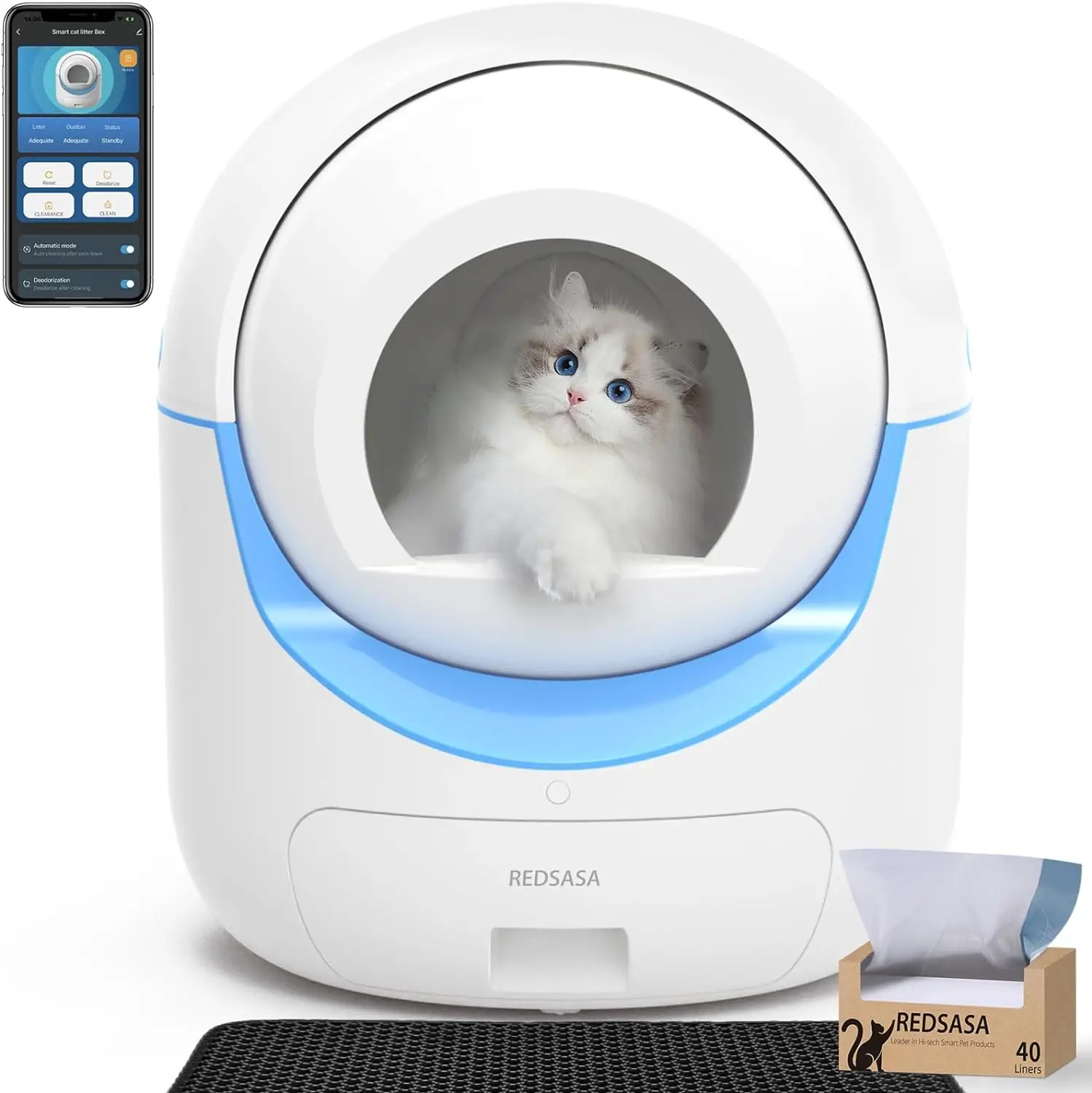 

Self Cleaning Cat Litter Box, Automatic Cat Litter Box for Multi Cats, Smart Safety Protection Cat Litter Box, Odor Isolation