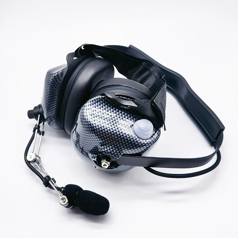 ‎H41-CF Carbon Fiber Aviation Helicopter Headphone U174 Pilot Headset, Active Noise Cancelling Behind the Head for Racing Radio