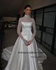 SoDigne A-line Satin Wedding Dresses High Neck Full Sleeves Bridal Dress Simple Long Wedding Gown Robe De Mairee ﻿Customized 4