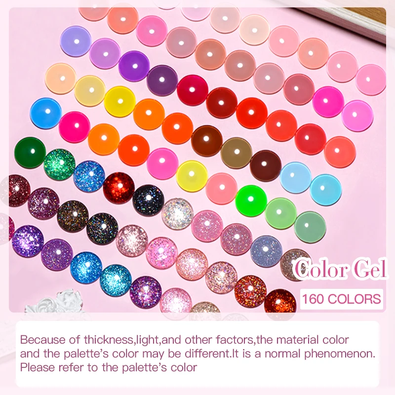 MEET ACROSS 80/20Pcs Glitter Gel Nail Polish Set Summer Sparkly Semi Permanent Hybrid Nail Art Varnish Manicure Kits For Nails 6