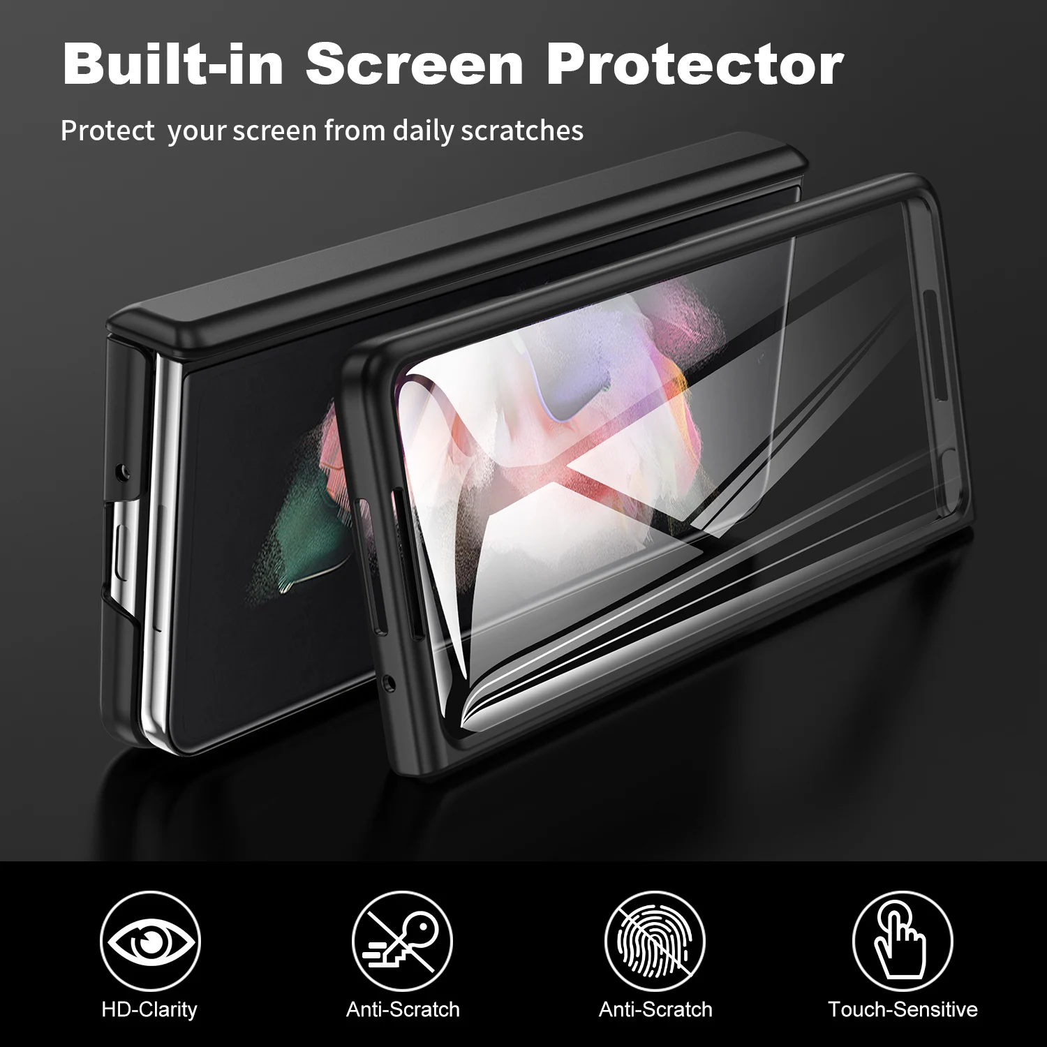 Fold Phone Case For Samsung Galaxy Z Fold 3 Shockproof Full Hinge Protection Case With Stand Screen Protector Shockproof Cover