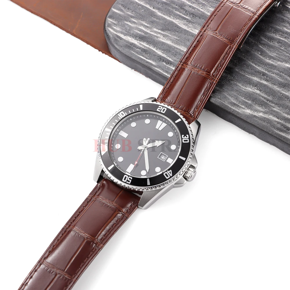 Premium Cowhide Leather Watchband - Waterproof Strap for Men and Women with Folding Buckle