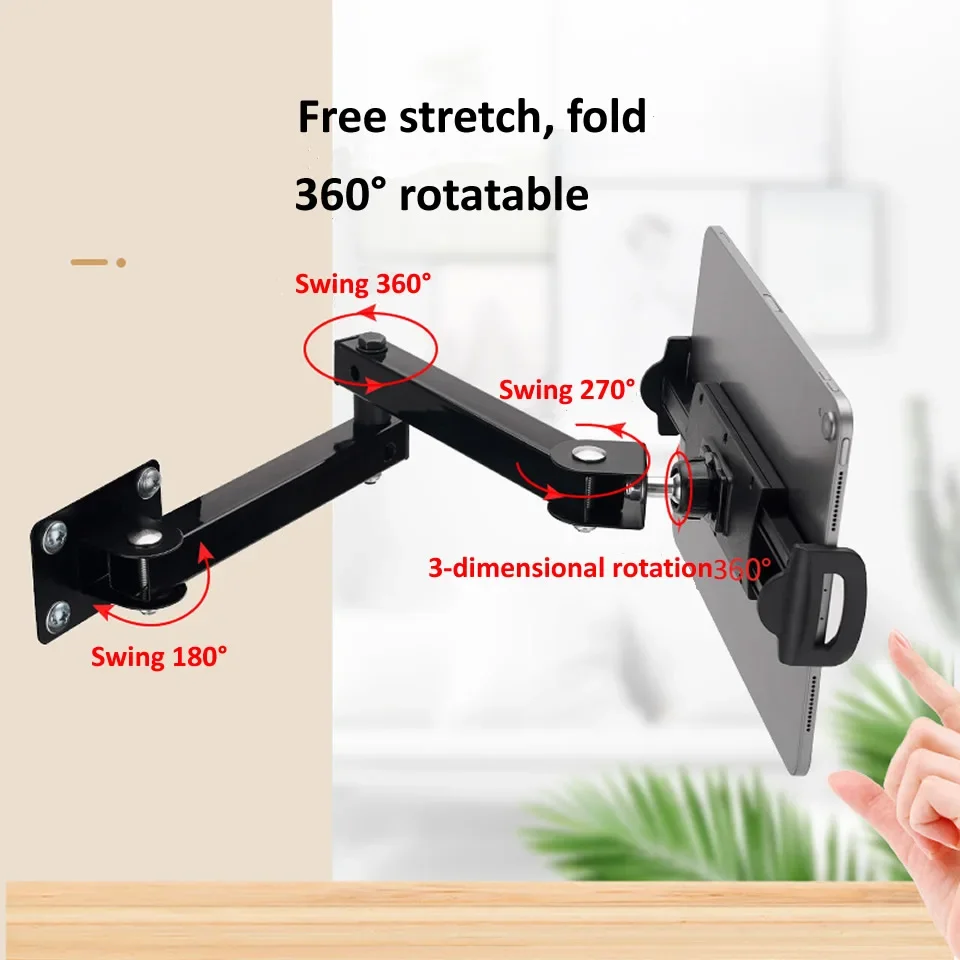 

Wall Mount Tablet Stand Long Arm Stretchable Cell Phone Wall Holder Adjustable Metal Wall iPad Stand for iPhone iPad 4-13 inches