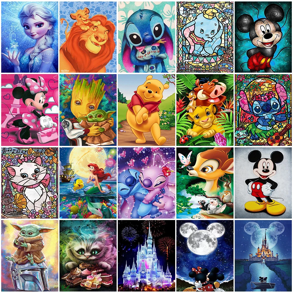 

Disney Stitch Diamond Painting Kits Cartoon Mickey Mouse Groot 5D Diamond Art Mosaic Embroidery Home Decoration Gift