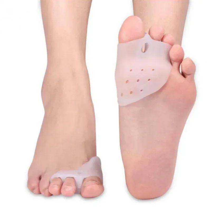 Conjunto de 2 ferramentas de gel para cuidados com os pés, protetor para joanete, alisador de hálux valgo, separador de dedos, corretor de pedicure._voghion.com