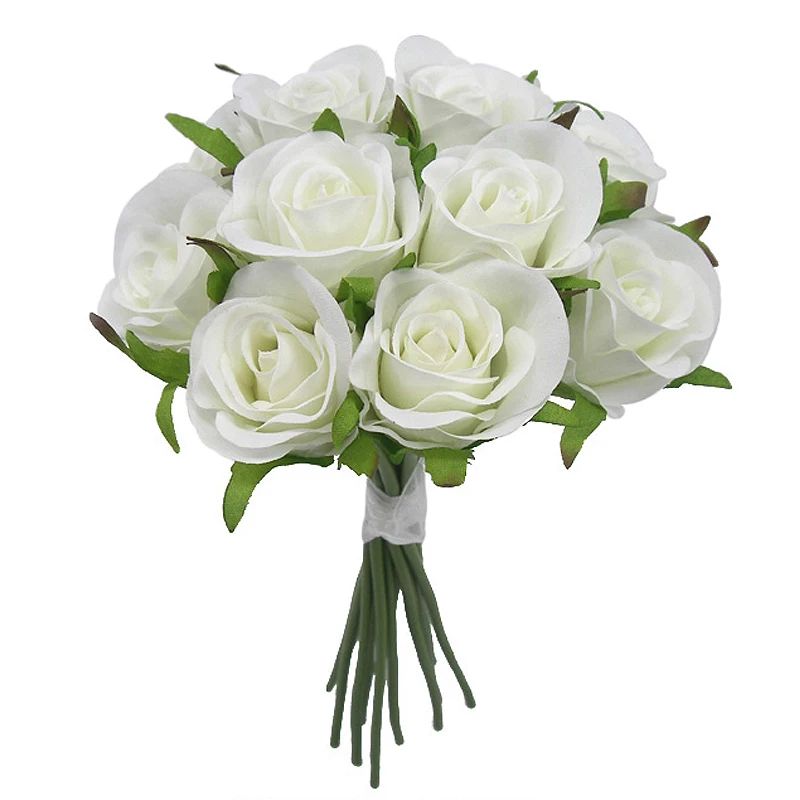 

One Combo of 12pcs Artificial Rose High Quality White Roses Bouquet 25cm Tall Artificial Flowers for Home and Wedding Decoration