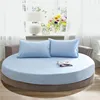 100% Cotton Round Fitted Bed Sheet Set or 1 Pcs Round Bed Sheet with Elastic Strap Pure Cotton Bedsheet and Pillowcases Hotel 2