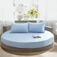 100% Cotton Round Fitted Bed Sheet Set or 1 Pcs Round Bed Sheet with Elastic Strap Pure Cotton Bedsheet and Pillowcases Hotel 2