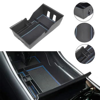 Car Armrest Console Organizer Tray Stowing Organizer Key Box for Tesla Model 3/Model Y 2017-2020 Insert ABS Black Materials Tray 1