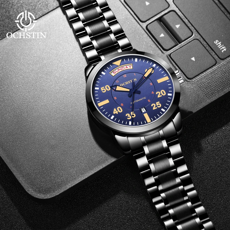 Ochstin Master Series Casual Simple Wind Double Calendar Mechanical Movement Wrist Watch Men Mechanical Watch Mechanical Watch