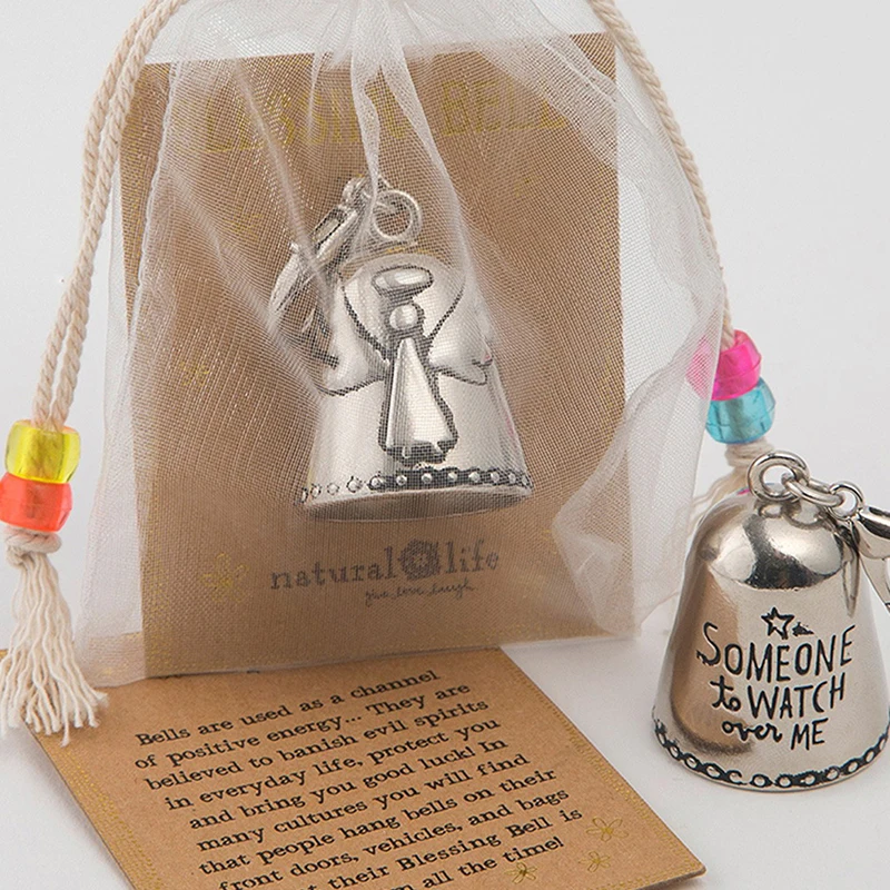 Blessing Bell Friends Are Angels Ornament Blessing Bell Watch Over Me Crafts For Doors Vehicles and Bags or Keys wind bell wind chimes wind chime brass bell