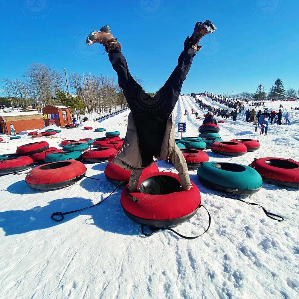Pulling 100cm 120Cm Pvc Adult Winter Heavy Duty Snow Tubing Slide Inflatable Sleds Seat Snow Tube For With Canvas Cover