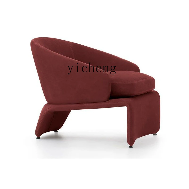 

ZK Single Fabric Sofa Small Apartment Wine Red Armchair Living Room Simple Wingback Chair