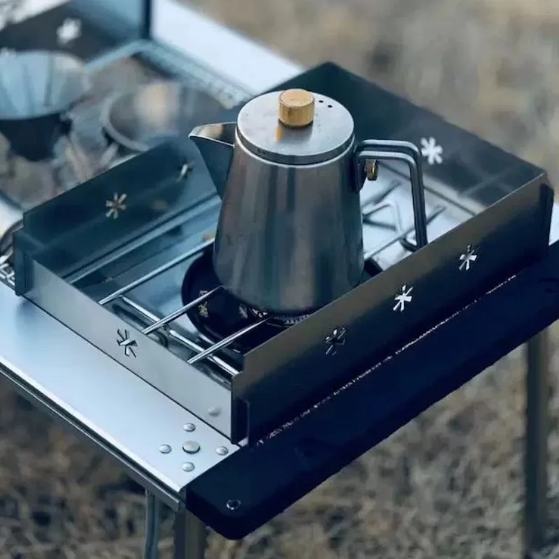 Outdoor Wind Deflector,Cassette Stove Folding Wind Deflector Steel Windproof Hood For Stove Gas Stove Wind Deflector Camping Thickened Stove Ring Portable 4 Plates Wind Blocker Black - View #9