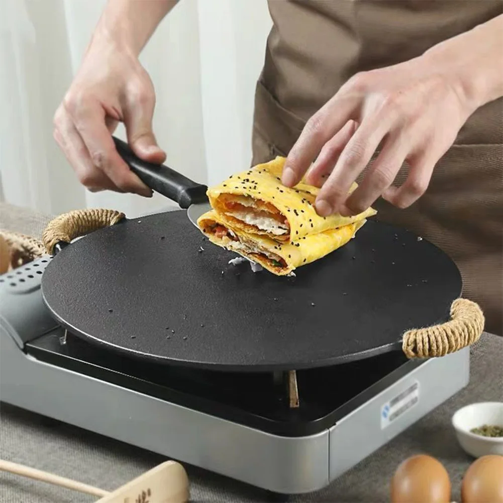 Pancake Pan Non Stick Cast Iron Skillet with Handle Baking BBQ Grill for Home Kitchen