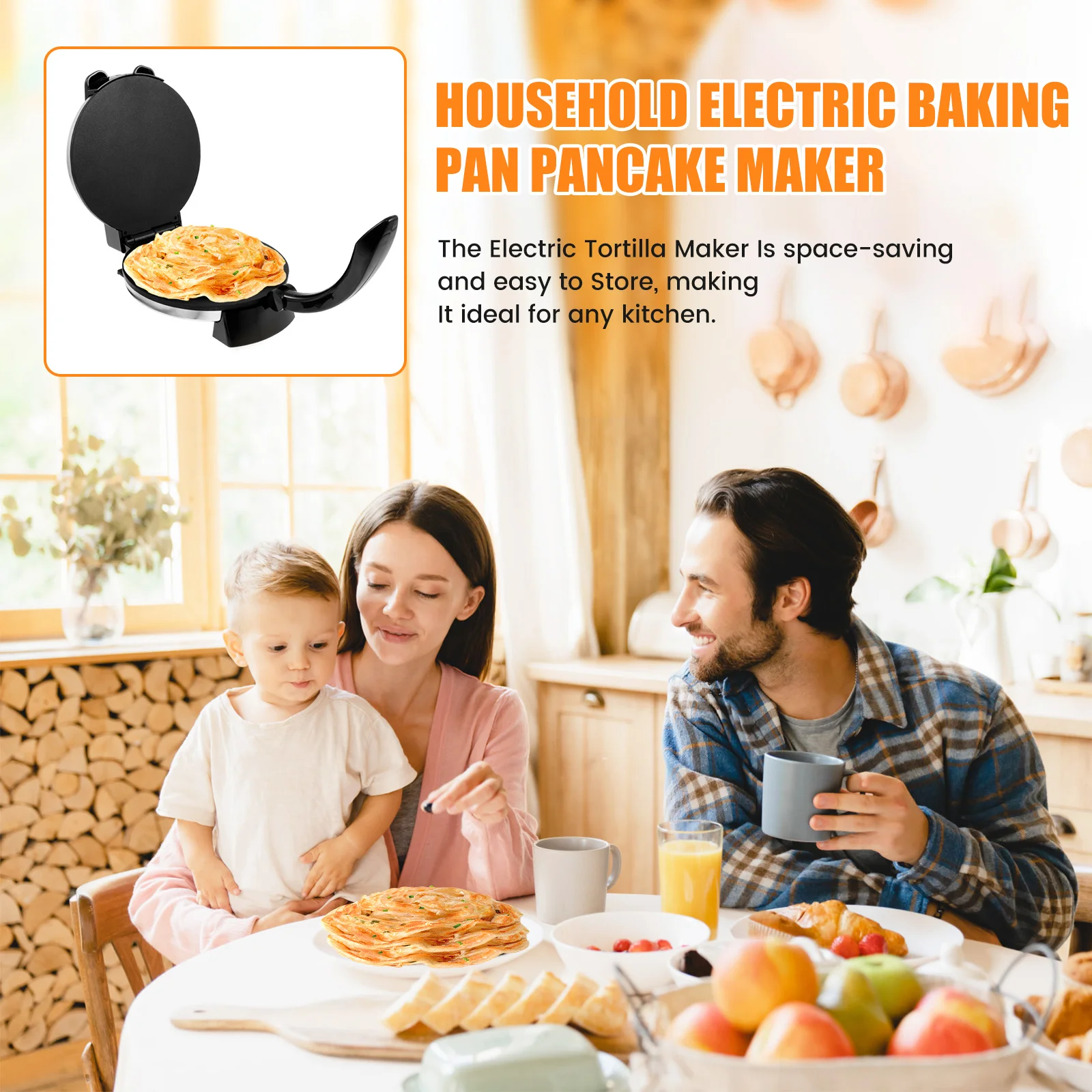 1 Pc Electric Roti Maker Multi-functional Tortilla Press Nonstick Tortilla Maker Compact Chapati Machine for Kitchen Accessories