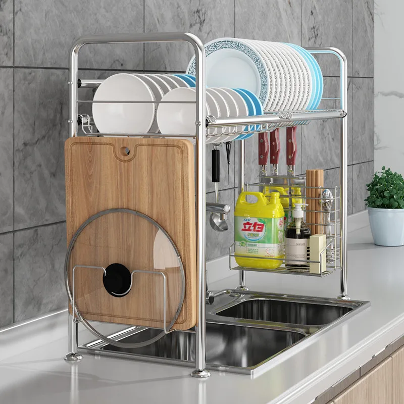 Dishes storage rack drying tableware dishes bowl rack countertop storage  box kitchen rack home drain storage rack (Color : 3rd floor, Size : 53cm)