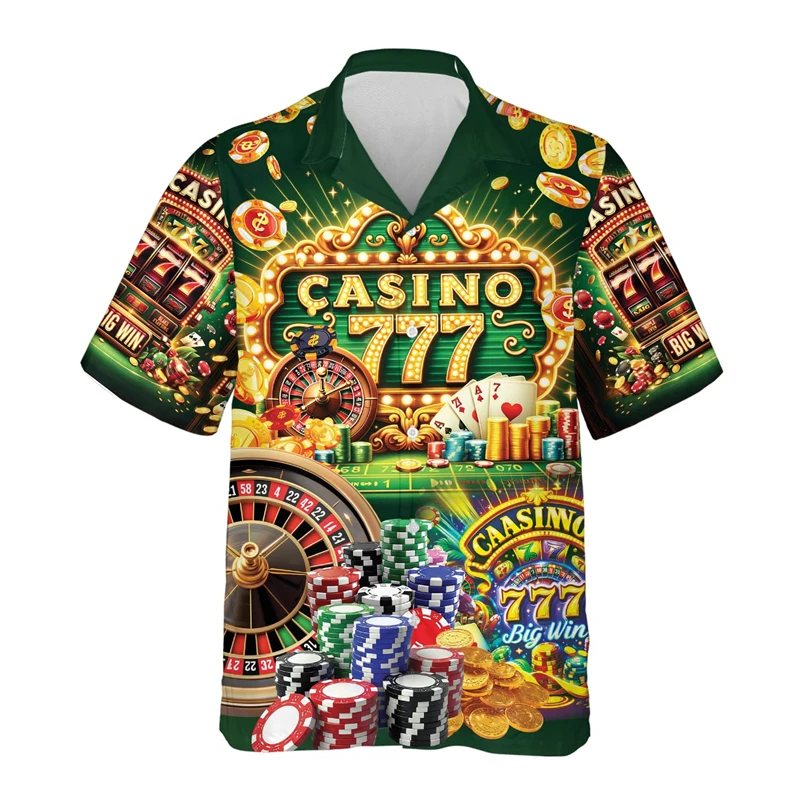 Gambling Las Vegas 3d Print Beach Shirts For Men Hawaiian Holiday Short Sleeve New Design Summer Lapel Funny Women Blouse Tops 4