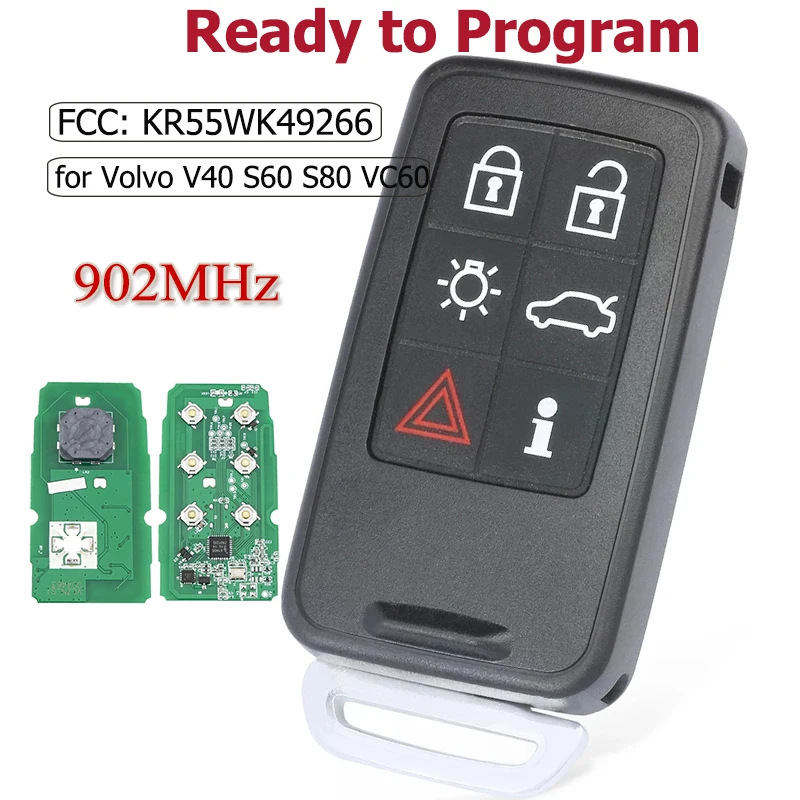 Keyecu For Volvo 6 Button Kr55wk49266 902mhz Remote Car Key For Volvo