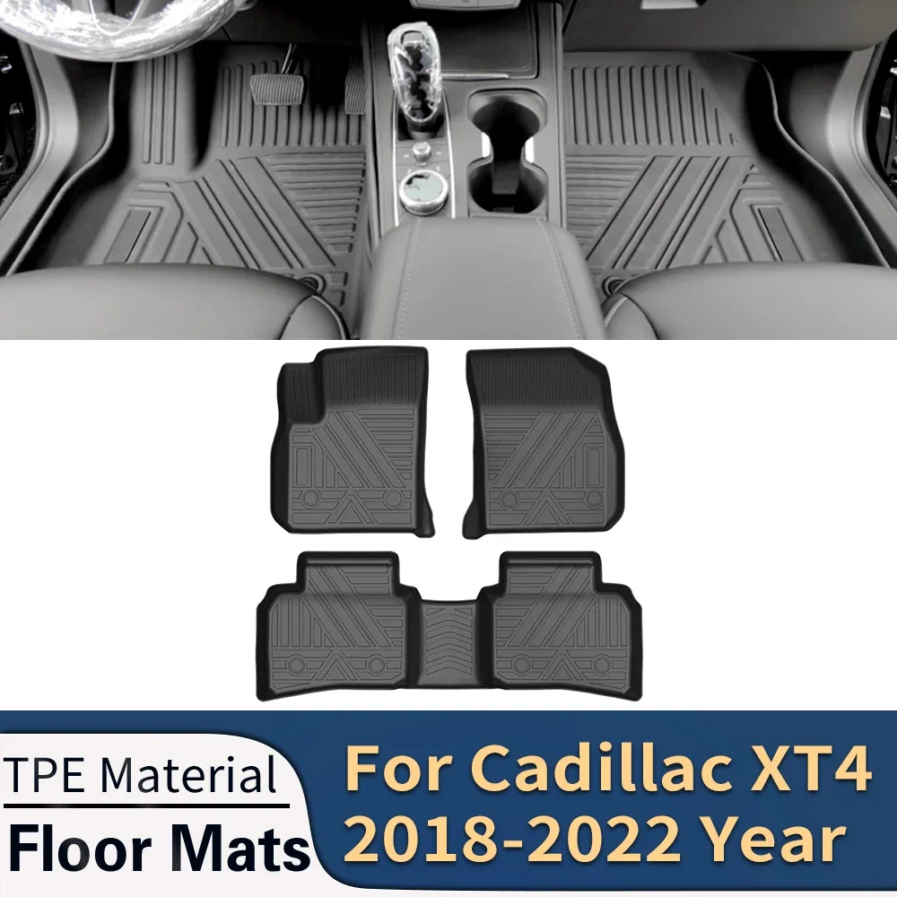 

For Cadillac XT4 2018-2023 Auto Car Floor Mats All-Weather TPE Foot Mats Odorless Pad Waterproof Tray Mat Interior Accessories