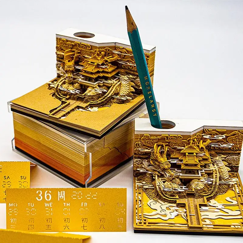 

3D Memo Pad Dragon Ancient Building Notes Paper Art Artistic Calendar Pad Sticky Note Notepad Post Notes Original DIY Artsy Pads