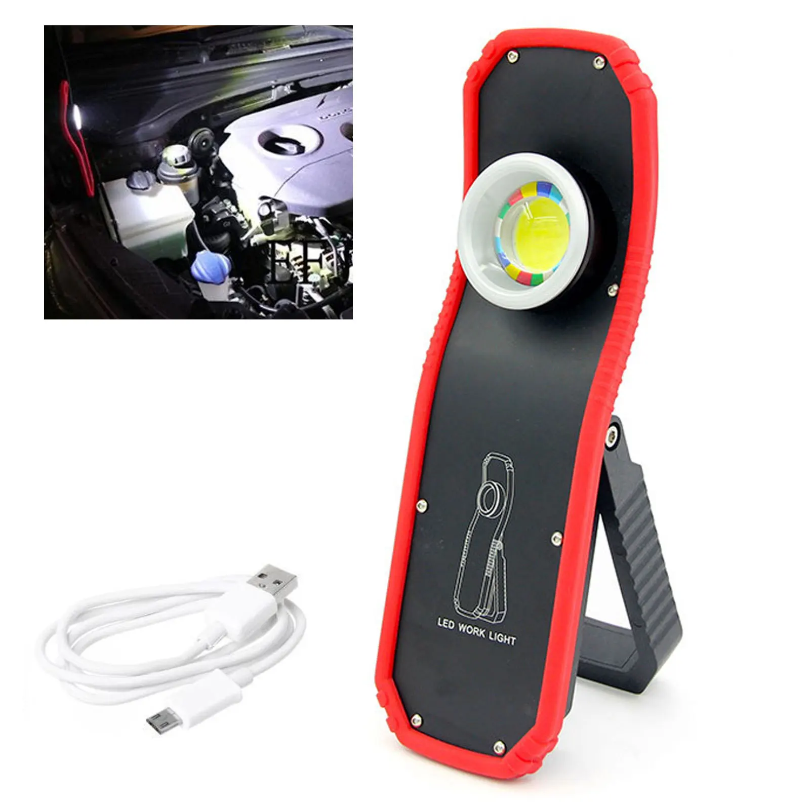 

LED Inspection Worklight Stepless Dimming Magnetic COB 100/400 Lumens Rechargeable Portable Hook Lamp For Auto Detailing