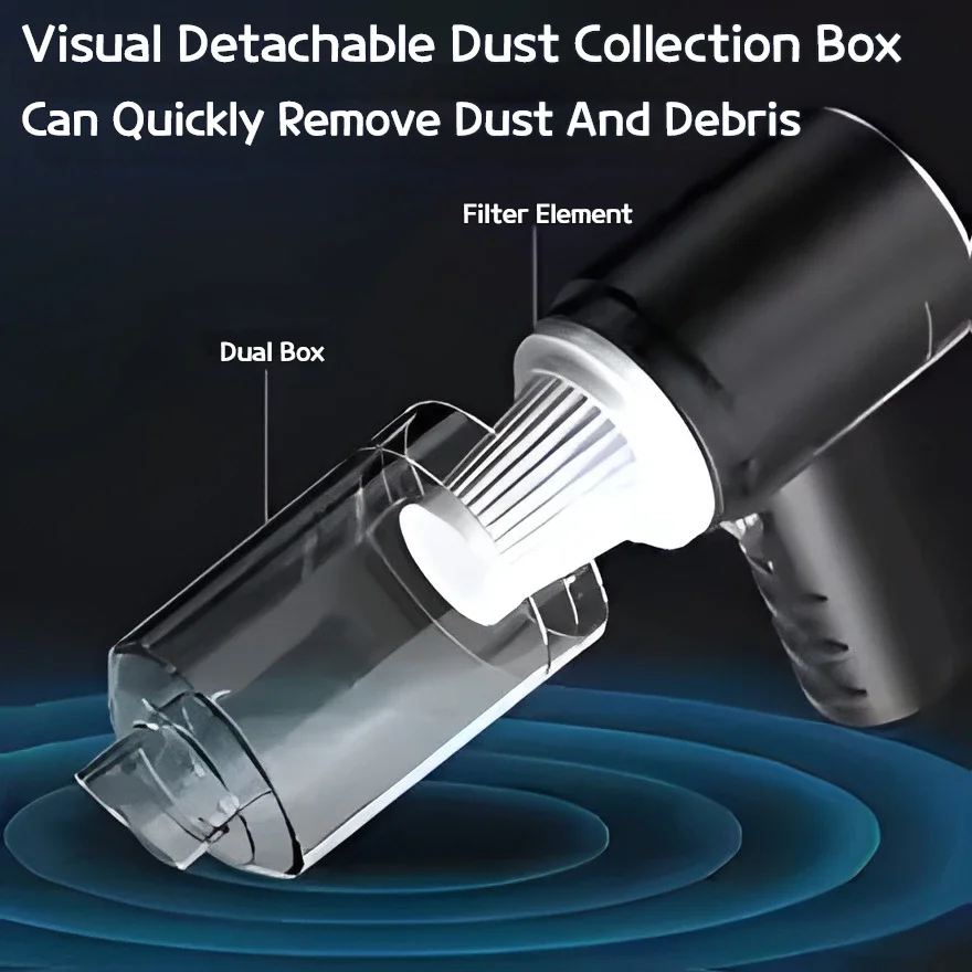 Black ABS Handheld Vacuum Cleaner with HEPA Filter for Car and Home