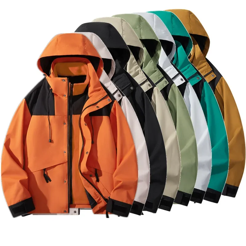 

GL Men Windbreaker Jacket Autumn Winte3-in-1 Detachable Anti-storm Jacket Warm Fleece Waterproof Coat Outdoor Mountain Clothing