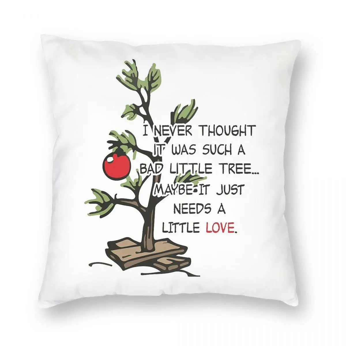 Funda de almohada cuadrada con diseño de árbol de Navidad de Charlie Brown, de poliéster, lino y terciopelo, estampada, decorativa, para habitación