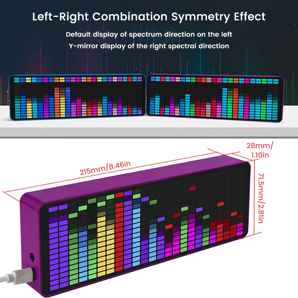 Светодиодный музыкальный спектральный дисплей RGB Свет цветной спектр звукосниматель атмосферный фонарь электронные часы индикатор уровня звука USB