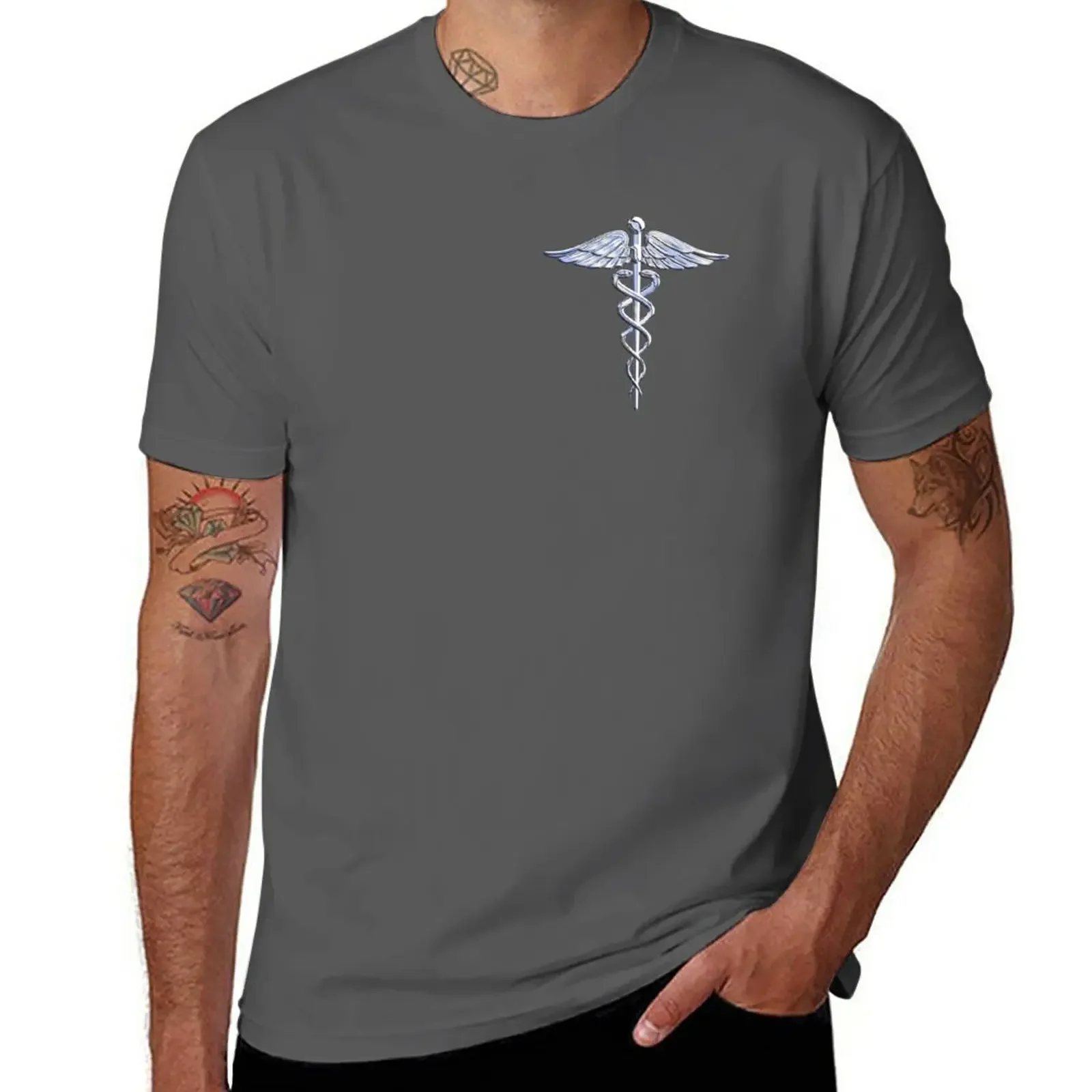 

Chrome like Medical Caduceus Snakes T-Shirt animal prinfor boys plus size tops quick-drying t shirts for men pack