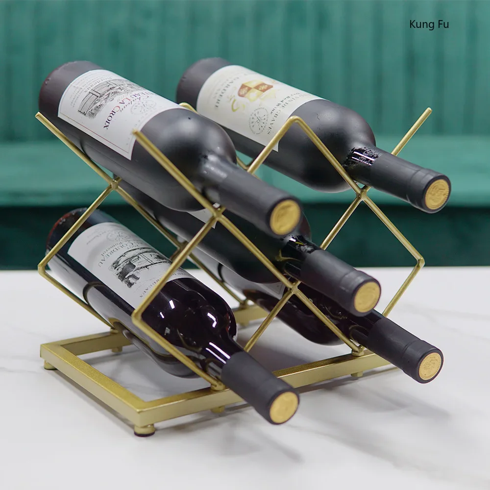 Iron Art Extraction Gold Wine Rack Home Hotel Bar Wine Storage Rack Coffee Shop Milk Tea Shop Art Design Decoration